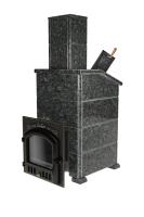  Премиальная банная печь "Сибирь-40"(дверка 545х545), в облицовке "Президент" пироксенит