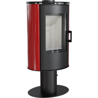  Печь-камин Kratki Koza AB S DR N(на ноге, красный кафель) 