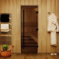 Дверь Статус Бронза термодревесина ВКР, черная матовая фурнитура, 2000х900мм