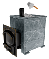  Премиальная чугунная банная печь "Сибирь-25"(дверка 545х545), в облицовке Оптима, талькомагнезит