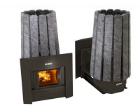  Банная печь Гриль Д Комета Вега 180 window Stone, длинный вынос (черная)