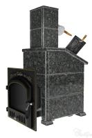  Премиальная банная печь "Сибирь-25" ЗК (дверка 700х700) в облицовке "Президент" пироксенит