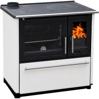  Печь плита Plamen 850 GLAS (белая, труба слева) 
