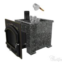  Премиальная чугунная банная печь "Сибирь 25" дверка 700*700 в облицовке Оптима, пироксенит