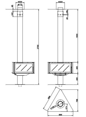Дровяной камин ROCAL Born центральный в черном цвете стальной