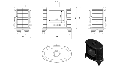  Чугунная печь Kratki Koza K 8 (сквозная) 