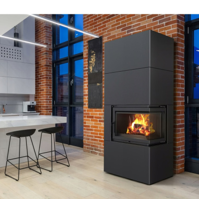 Каминокомплект SIMPLE Box черный с топкой BS, правый угол