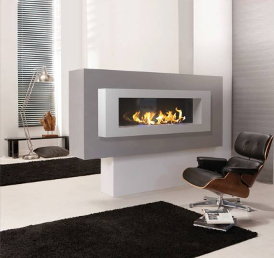 Биокамин Zefire Orion 1200 (с белой рамкой и стемалитом)