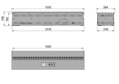 Встраиваемый камин-увлажнитель FireLine 1000 Blue (черная панель)