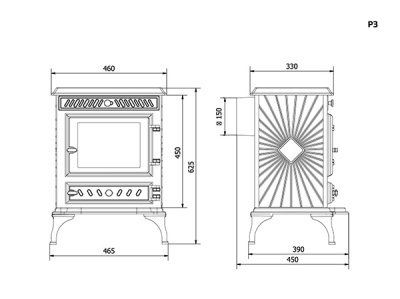  Чугунная печь-камин Kawmet P 3 Eko