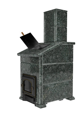  Премиальная банная печь "Сибирь-25" без ВТК в облицовке "Президент" пироксенит