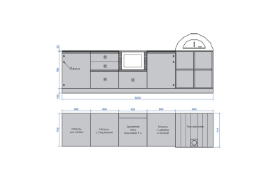 Кухня Astov BBQ № 20 (ширина 3200 мм)(готовое решение)