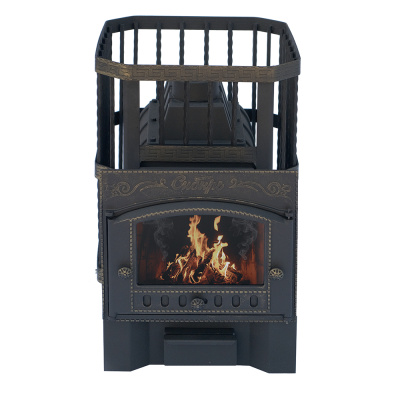  Чугунная банная печь НМК "Сибирь-24". Каминная дверца "Сибирь" (сетка)