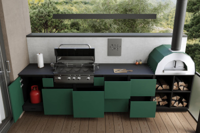 Кухня Astov BBQ № 19 (ширина 3500 мм)(готовое решение)