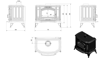  Чугунная печь Kratki Koza K 9 (с термостатом) 