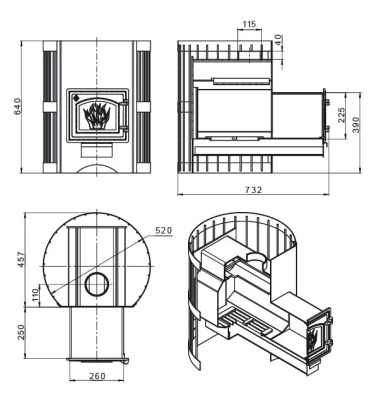  Банная печь Везувий Скиф Стандарт 16 (ДТ-3С) со стеклом