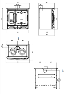 Отопительно-варочная печь La Nordica Suprema (черная) Отопительно-варочная печь La Nordica Suprema (черная)