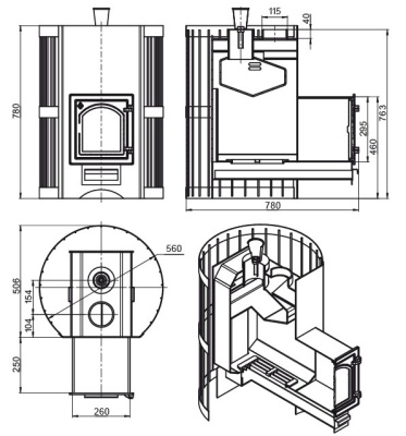  Банная печь Везувий Скиф п/г стандарт (ДТ-4С) с парогенератором