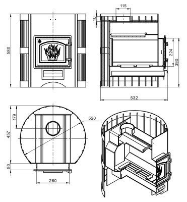  Банная печь Везувий Скиф Стандарт 12 (ДТ-3) без выноса