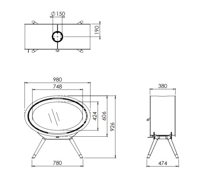  Печь Dik Geurts Oval (на ножках)