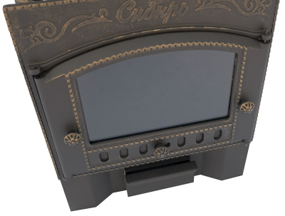  Чугунная банная печь НМК "Сибирь-24". Каминная дверца "Сибирь" (сетка)