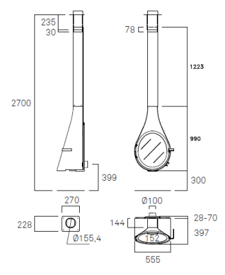 Дровяной камин ROCAL Drop MINI стальной