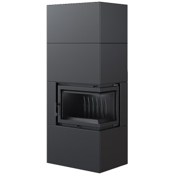 Каминокомплект SIMPLE Box черный с топкой BS, правый угол