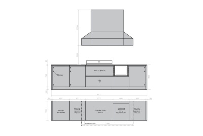 Кухня Astov BBQ № 5 (ширина 3500 мм)(готовое решение)