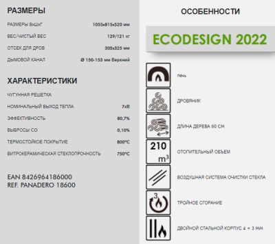  PANADERO Печь-камин с духовкой COIMBRA(угловая)
