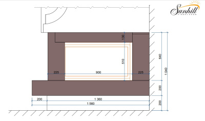 Каминная облицовка Sunhill Brno (пристенно-угловой)