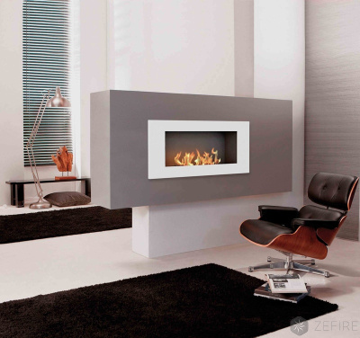 Биокамин Zefire Elliot 900 с белой рамкой
