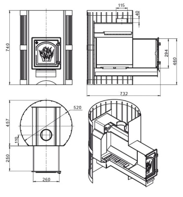 Банная печь Везувий Скиф Стандарт 22 (ДТ-4) Банная печь Везувий Скиф Стандарт 22 (ДТ-4)