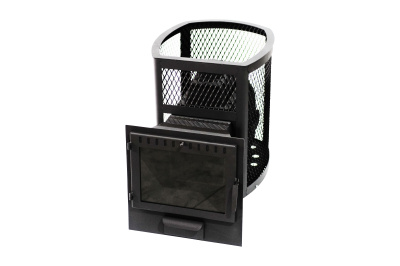  Чугунная банная печь НМК "Сибирь-20". Панорамная дверца (сетка)