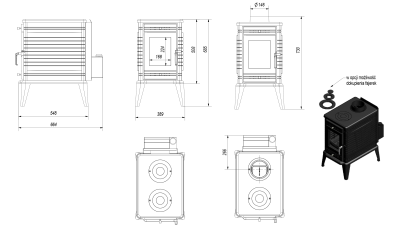  Чугунная печь Kratki Koza K 10 (с турбиной)