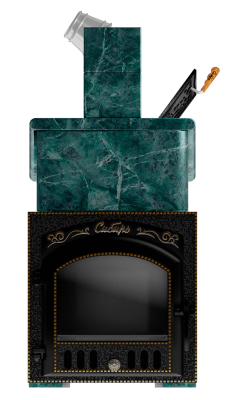  Премиальная банная печь "Сибирь-25" ЗК (дверка 545х545) в облицовке "Президент" змеевик