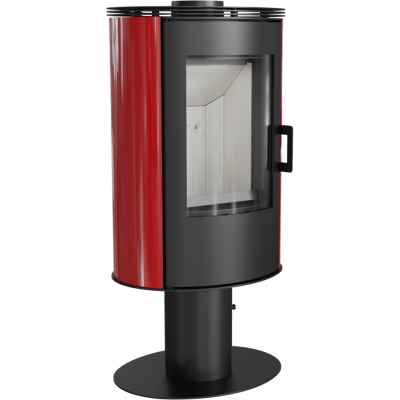  Печь-камин Kratki Koza AB S DR N(на ноге, красный кафель) 