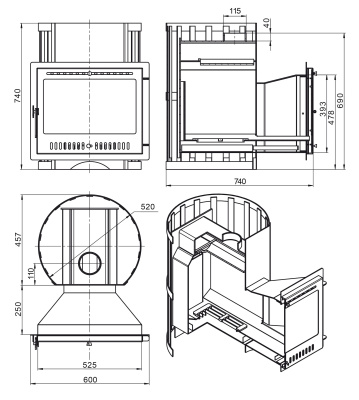  Банная печь Везувий Скиф Ковка 22 Панорама "М"