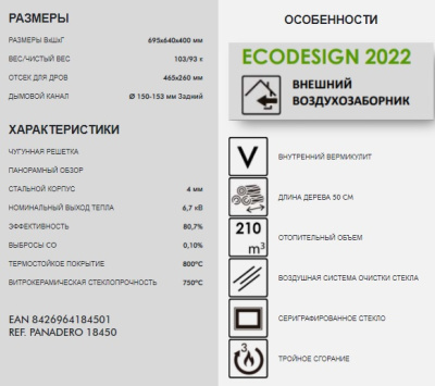  PANADERO Печь-камин NAXOS