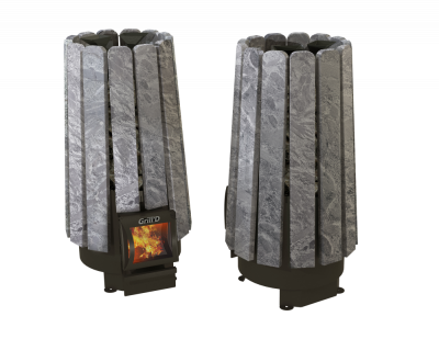  Банная печь Гриль Д Комета Вега 180 Stone, короткий вынос (черная)