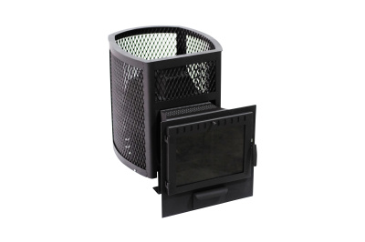  Чугунная банная печь НМК "Сибирь-20". Панорамная дверца (сетка)