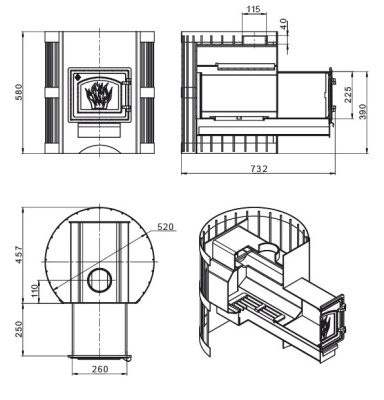 Банная печь Везувий Скиф Стандарт 12 (ДТ-3С) со стеклом Банная печь Везувий Скиф Стандарт 12 (ДТ-3С) со стеклом