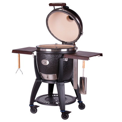 ГРИЛЬ MONOLITH AVANTGARDE CLASSIC ЧЕРНЫЙ МАТОВЫЙ С БОКОВЫМИ СТОЛИКАМИ И ПОДСТАВКОЙ НА КОЛЕСИКАХ