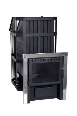  Банная печь НМК Сибирь с закрытой каменкой и панорамной дверцей