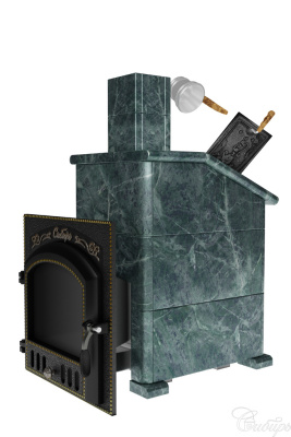  Премиальная банная печь "Сибирь-25" ЗК (дверка 700х700) в облицовке "Президент" змеевик
