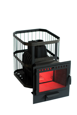  Чугунная банная печь НМК "Сибирь-22". Панорамная дверца (сетка)