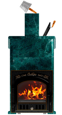  Премиальная банная печь "Сибирь-40"(дверка 545х545), в облицовке "Президент" змеевик