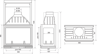 Чугунная топка Seguin Multivision 8000 Double Face (сквозная) 