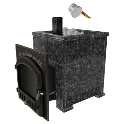  Премиальная банная печь "Сибирь-40"(дверка 700х700), в облицовке "Оптима" пироксенит