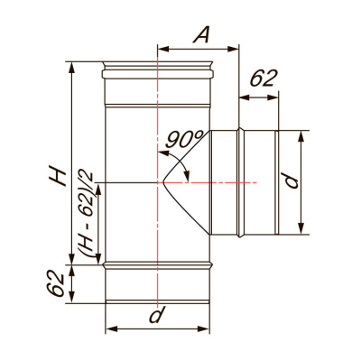 ТРОЙНИК 90° D130, AISI 321 (ВУЛКАН)