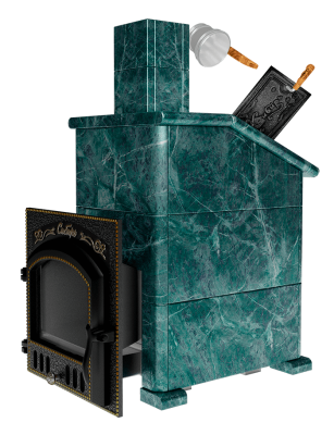  Премиальная банная печь "Сибирь-25" ЗК (дверка 545х545) в облицовке "Президент" змеевик